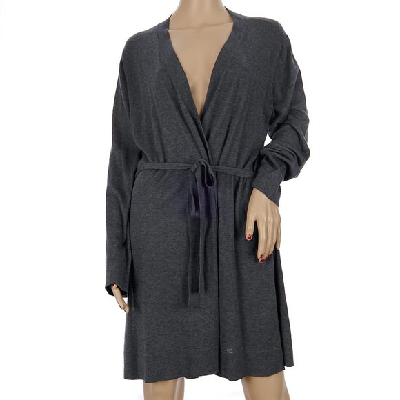 Eileen Fisher Belted Gray Open Cardigan Tencel Cotton Silk Women's Medium - Picture 4 of 11